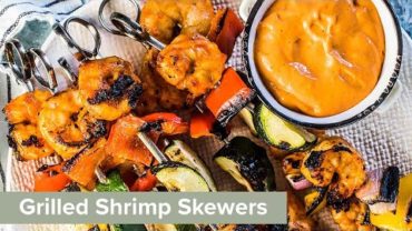 VIDEO: Roasted Red Pepper Dip Grilled Shrimp Skewers | The Endless Meal