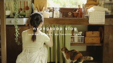VIDEO: 여름맞이 부엌 소소하게 꾸미기, 좋아하는 주방용품들, 매실청 담그기 | 냥숲 vlog