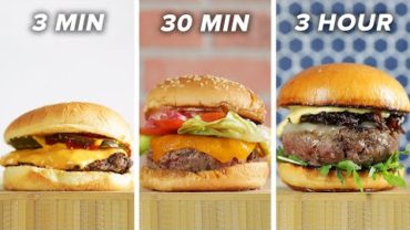 VIDEO: 3-Minute Vs. 30-Minute Vs. 3-Hour Burger • Tasty