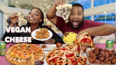 VIDEO: PHILLY CHEESE STEAK PIZZA & WINGS | VEGAN MUKBANG | EATING SHOW