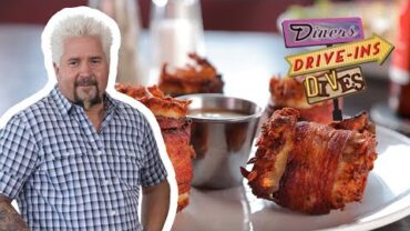 VIDEO: Guy Fieri Eats Bacon-Wrapped Tots | Diners, Drive-Ins and Dives | Food Network
