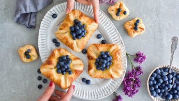 VIDEO: Puff Pastry Danish with Custard & Blueberries (Quick, Easy, Vegan)