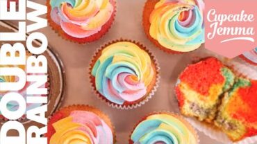 VIDEO: Double Rainbow Cupcakes! | Bake with Sally | Cupcake Jemma