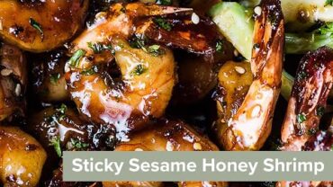 VIDEO: Sticky Sesame Honey Shrimp with Ginger Broccoli
