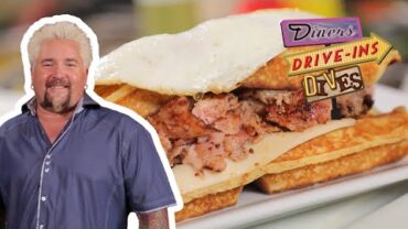 VIDEO: Guy Fieri Eats a Waffle Madame | Diners, Drive-Ins and Dives | Food Network