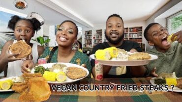 VIDEO: VEGAN COUNTRY FRIED STEAK RECIPE | MUKBANG | EATING SHOW