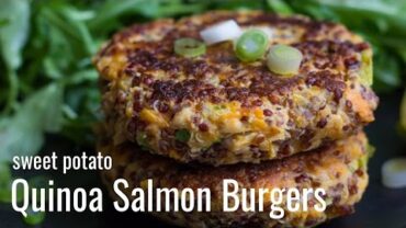 VIDEO: Sweet Potato Quinoa Salmon Burgers