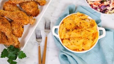 VIDEO: Mac & Cheese, Oven “Fried” Chicken & Creamy Coleslaw | Special Birthday Menu