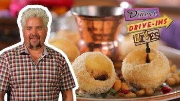 VIDEO: Guy Eats Puchkas at Maneet Chauhan’s Restaurant | Diners, Drive-Ins and Dives | Food Network