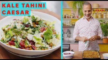 VIDEO: Kale tahini Caeser with za’atar chickpeas roasted grapes | Ottolenghi Test Kitchen