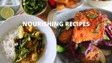 VIDEO: NOURISHING RECIPES // Coconut prawn curry + Harissa salmon