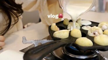 VIDEO: vlog | 다코야끼 만들며 홈파티🐙 크레페로 브런치, 비빔국수, 갈비탕, 공장 미팅 후 야채곱장, 남자친구랑 벚꽃 나들이
