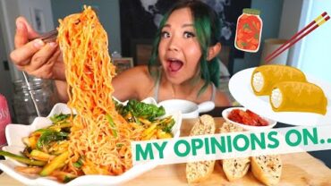 VIDEO: Telling You My Opinions & Eating: Spicy Noodles + Fried Tofu Sushi MUKBANG // Munching Mondays Ep.94