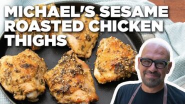 VIDEO: Michael Symon’s Sesame Roasted Chicken Thighs | Symon Dinner’s Cooking Out | Food Network