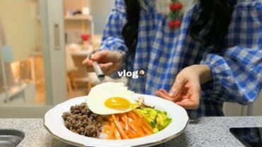 VIDEO: vlog | 개강한 대학생 일상 브이로그(소고기비빔밥, 된장찌개, 무피클청, 토마토쥬스, 그래놀라요거트)