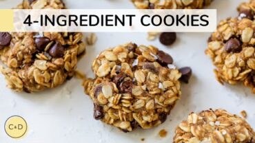 VIDEO: 4 INGREDIENT PEANUT BUTTER OATMEAL COOKIES | healthy oatmeal breakfast cookies