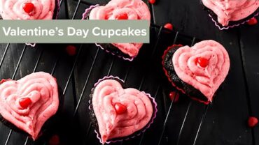 VIDEO: Valentine’s Day Cupcakes with Dark Chocolate and Cinnamon Hearts