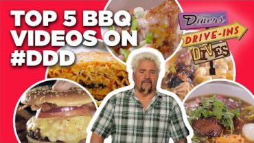 VIDEO: Top 5 CRAZIEST BBQ Vids in #DDD History with Guy Fieri | Diners, Drive-Ins and Dives | Food Network