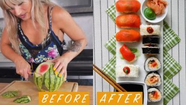 VIDEO: Making WATERMELON into vegan TUNA SUSHI| Vegan Sushi | The Edgy Veg