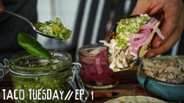 VIDEO: Taco Tuesday EP.1 // Shredded Chicken, Tomatillo Salsa, Spiced Pickled Onions