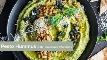 VIDEO: Pesto Hummus with Homemade Pita Chips