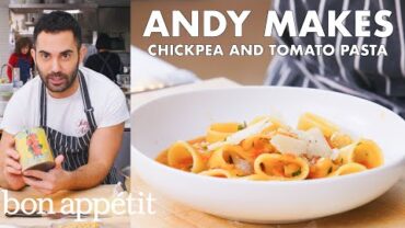 VIDEO: Andy Makes Pasta with Tomatoes and Chickpeas | From the Test Kitchen | Bon Appétit