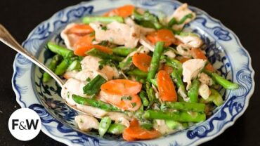 VIDEO: Grace Young’s Chicken Fricassee Stir-Fry with Asparagus | F&W Cooks | Food & Wine
