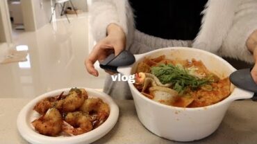 VIDEO: vlog | 겨울 집밥일기 🍜 칼칼한 김치우동과 새우튀김, 도시락으로 오니기리🍙  새해맞이 떡국, 마약 김치볶음밥, 계란찜만들어 먹으며 보낸 자취생 일상