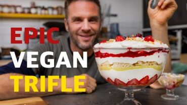 VIDEO: EPIC VEGAN TRIFLE | CUSTARD CREAM CAKE AND COMPOTE