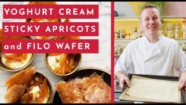 VIDEO: Yoghurt cream with sticky apricots and filo wafer | Ottolenghi 20
