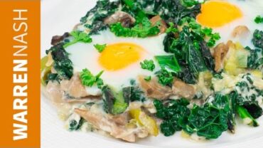 VIDEO: Baked Eggs Recipe – With Cavolo Nero & Mushroom – Vegetarian Recipes by Warren Nash