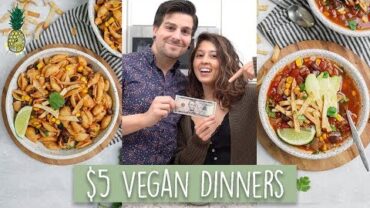 VIDEO: $5 Vegan Dinners for 4 | Cooking Challenge Chris vs Jasmine