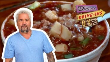 VIDEO: Guy Fieri Eats Menorcan Chowder (THROWBACK) | Diners, Drive-Ins and Dives | Food Network