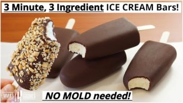 VIDEO: 3 Minute, 3 Ingredient CHOCOLATE ICE CREAM Bars! No mould required! Easy Ice Cream Recipe !