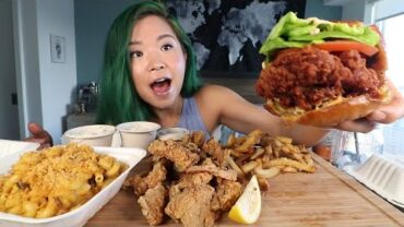 VIDEO: CHEAT MEAL! Vegan MUKBANG Mac & Cheese, Calamari, Burger, Carrot Cake / Munching Mondays Ep.86