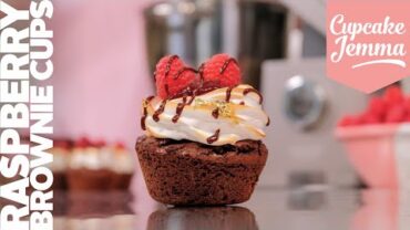 VIDEO: Raspberry Brownie Cups with Toasted Meringue Icing | Cupcake Jemma Channel