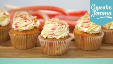 VIDEO: Rhubarb Crumble & Custard Cupcake Recipe | Cupcake Jemma