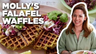 VIDEO: Molly Yeh’s Falafel Waffles with Creamy Lemon Yogurt Slaw | Girl Meets Farm | Food Network