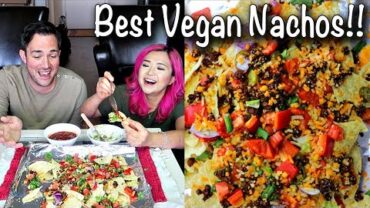 VIDEO: VEGAN NACHOS & BURRITOS (Mexican Mukbang / Eating Show)