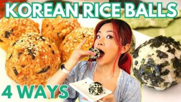 VIDEO: KOREAN RICE BALLS (JUMEOKBAP) 4 WAYS | VEGAN & EASY 비건 주먹밥