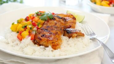 VIDEO: BBQ Lime Chicken with Mango Salsa & Coconut Rice | 20 Minute Dinner Ideas