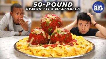 VIDEO: I Made Giant 50-Pound Spaghetti And Meatballs For Kalen Allen from Kalen Reacts • Tasty